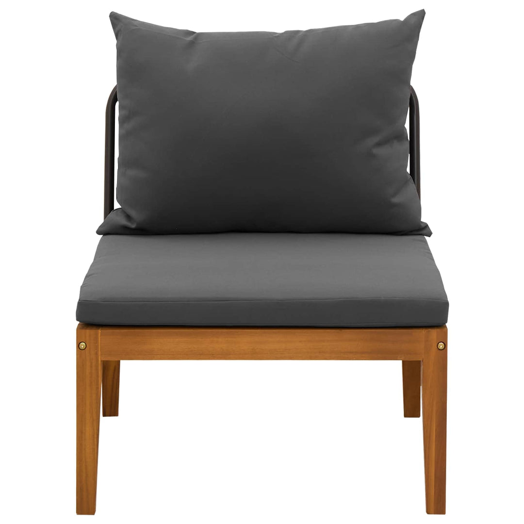 Havemøbel Midtersofa med Puder Massiv akacietræ & reb
