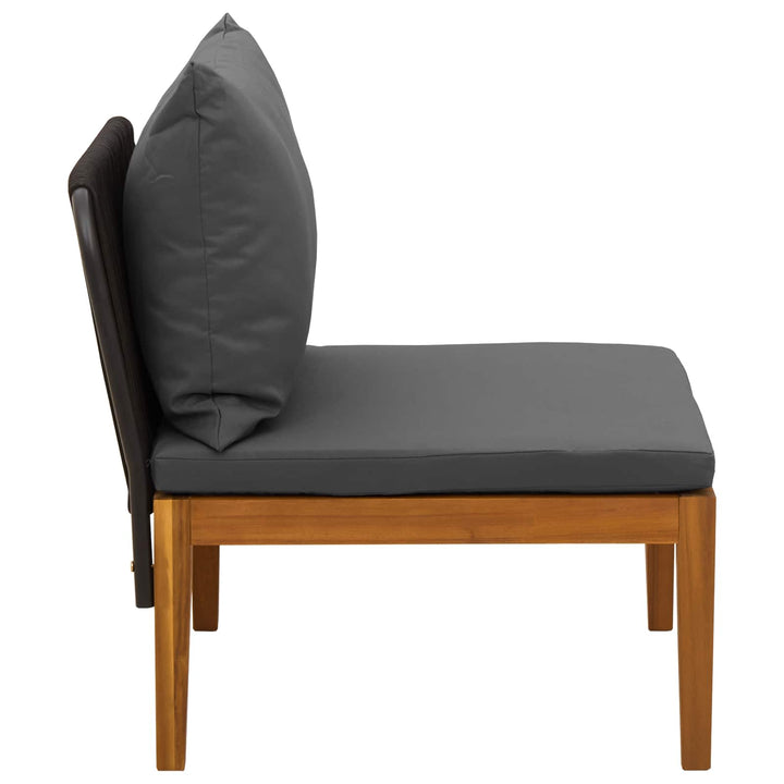 Havemøbel Midtersofa med Puder Massiv akacietræ & reb