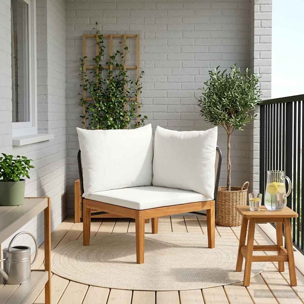 Havemøbel Hjørnesofa med Puder Massiv akacietræ & reb