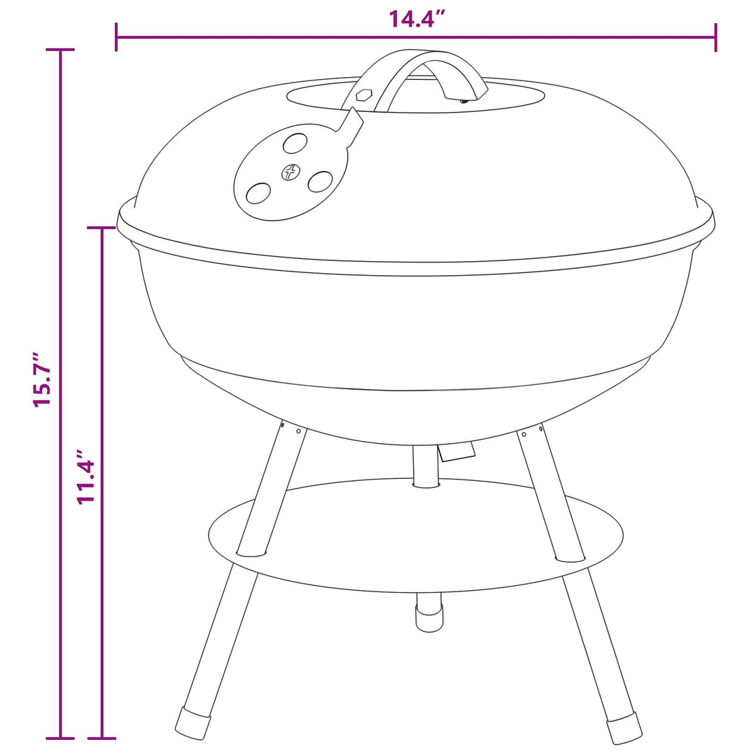 Kulgrill Sort 36,5 x 36,5 x 40 cm
