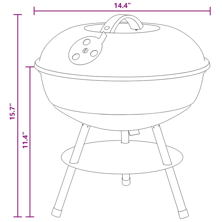 Kulgrill Sort 36,5 x 36,5 x 40 cm