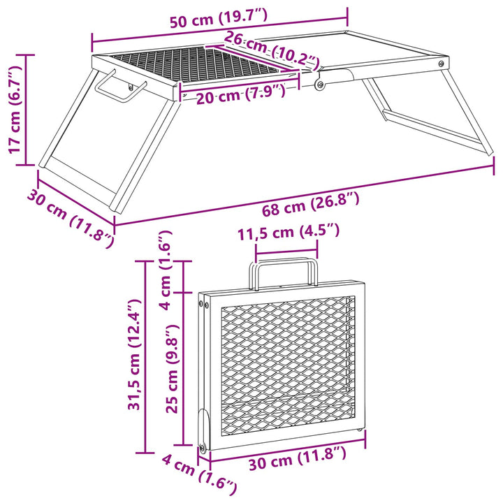 Foldbart Camping Grill Sort 31,5 x 26,5 x 4 cm Legeret Stål