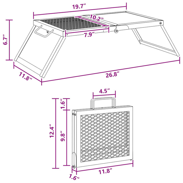 Foldbart Camping Grill Sort 31,5 x 26,5 x 4 cm Legeret Stål