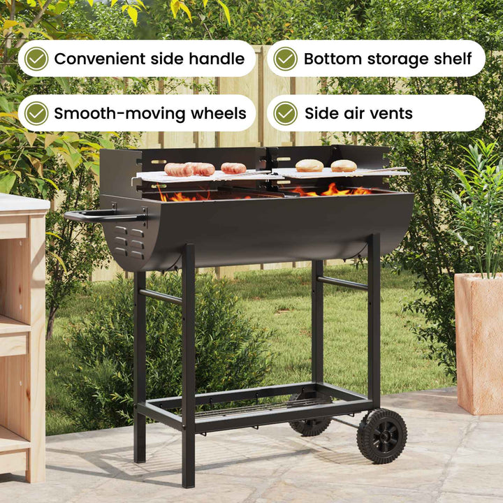 Kulgrill 96,5 x 42,5 x 88,5 cm Sort