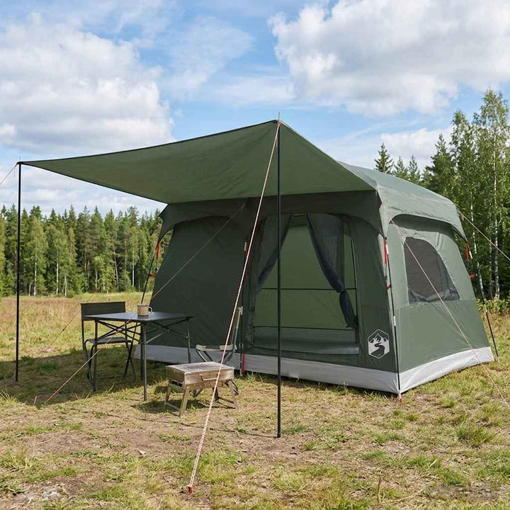 Familietelt med tag Army Grøn 380 x 260 x 190 cm Polyester