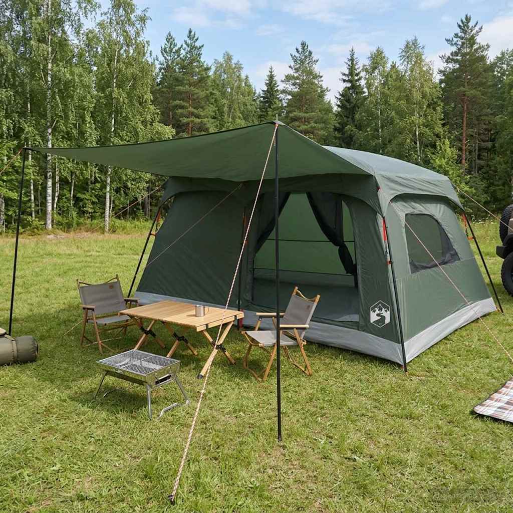 Familietelt 10 personer Army Grøn Polyester og Stål