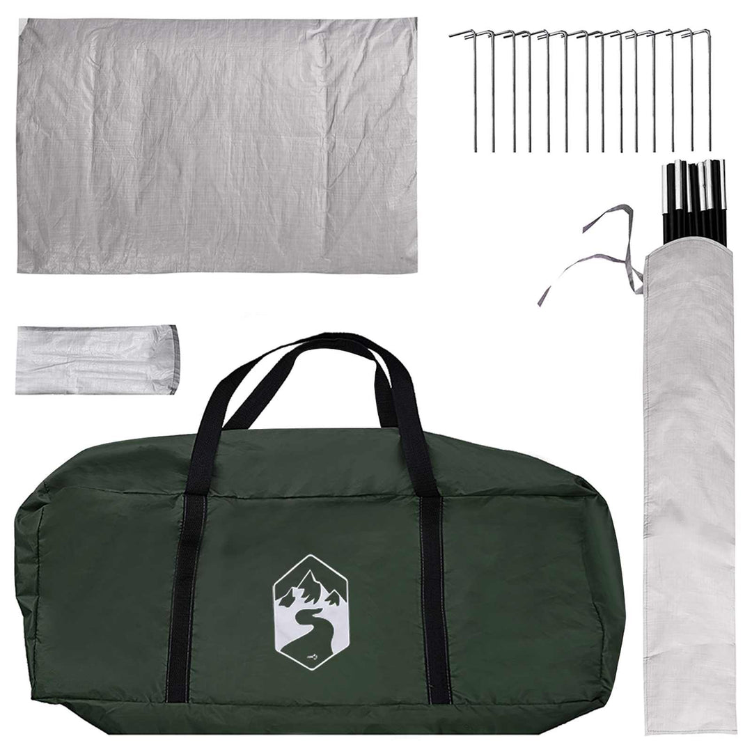 Hyttetelt med tag Army Grøn 210 x 210 x 138 cm Polyester