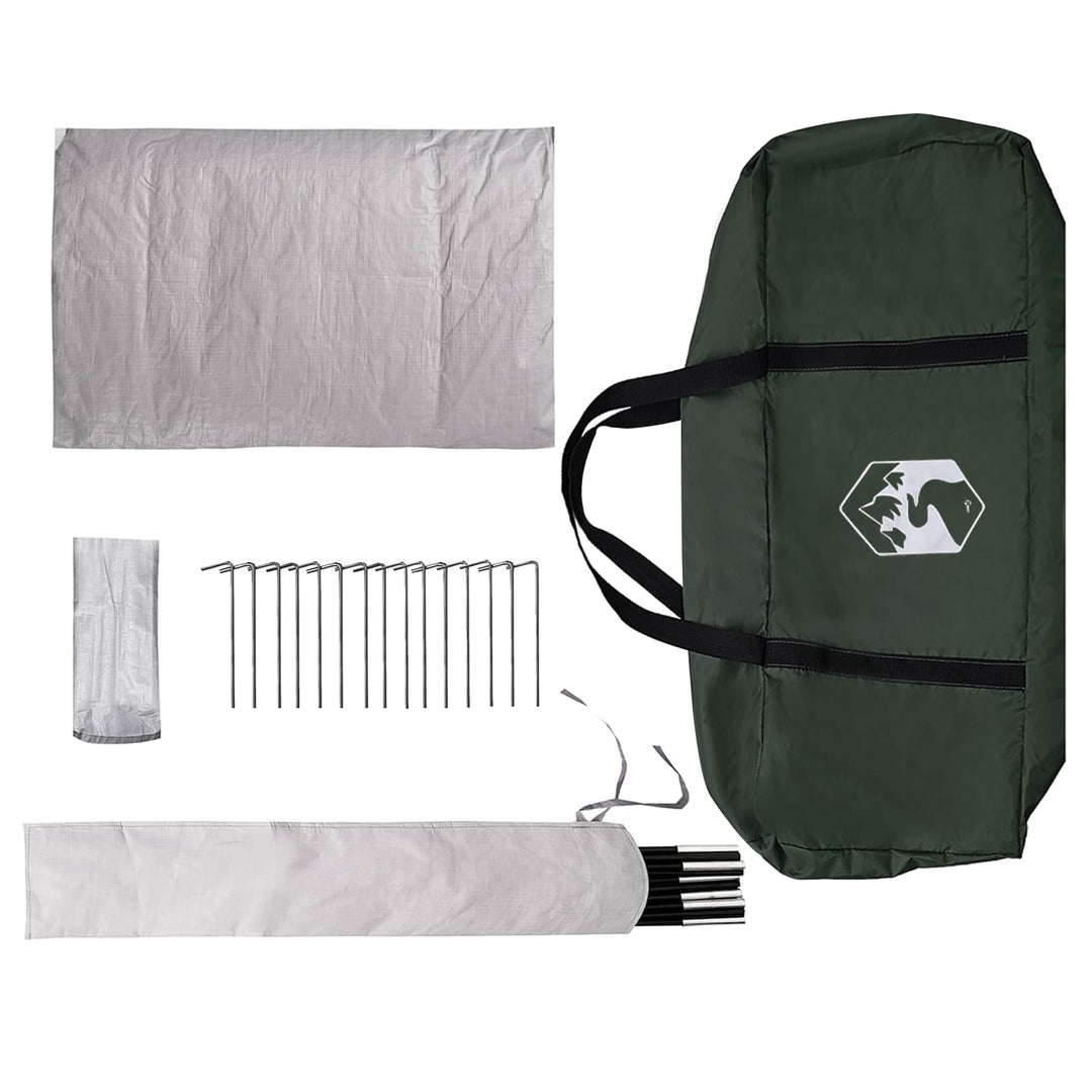 Hyttetelt med tag Army Grøn 400 x 210 x 180 cm Polyester