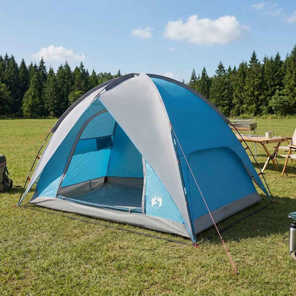 Camping telt med regnslag vandafvisende Blå 245 x 245 x 149 cm