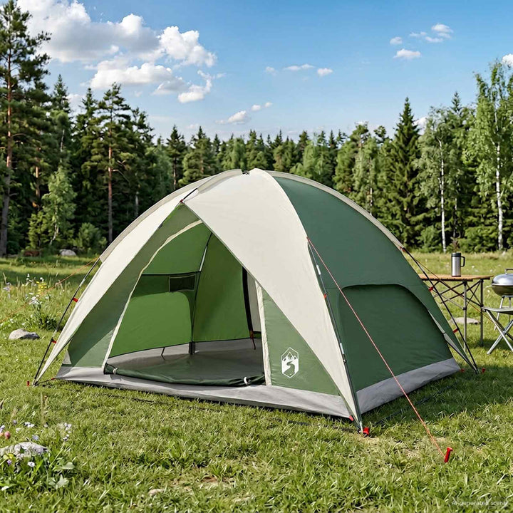 Camping telt med regnslag vandafvisende Kuppel Grøn 4-personers