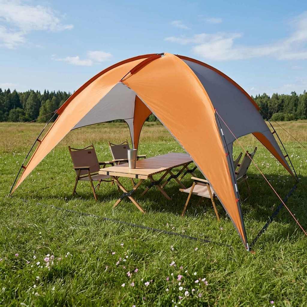 Camping telt med regnslag vandafvisende Kuppel Grå og orange
