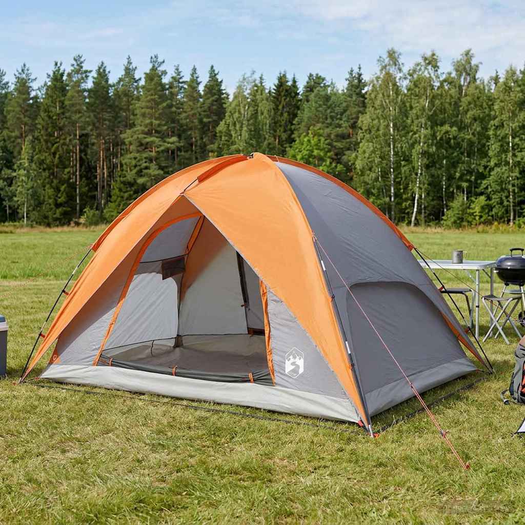 Camping telt med regnslag vandafvisende Kuppel Grå og orange