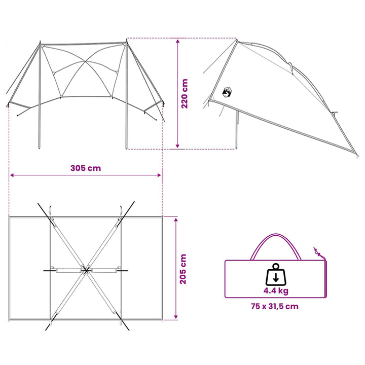 Bil Telt 308 x 215 x 220 cm Army Grøn Polyester og Stål