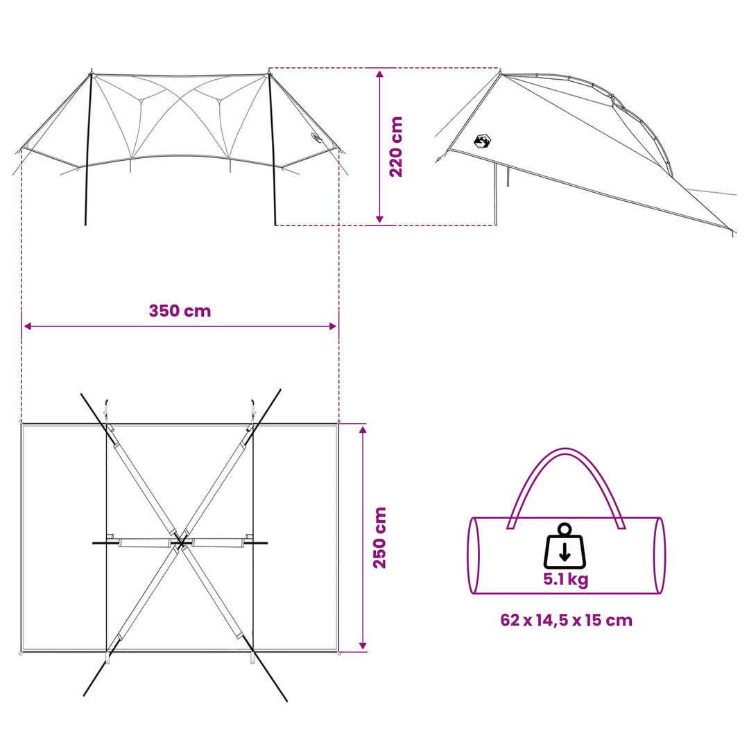 Bil Telt 350 x 250 cm Grøn Polyester og Stål