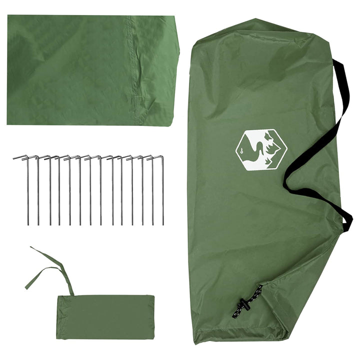 Camping tarp med mesh vægge Grøn 340 x 260 x 220 cm