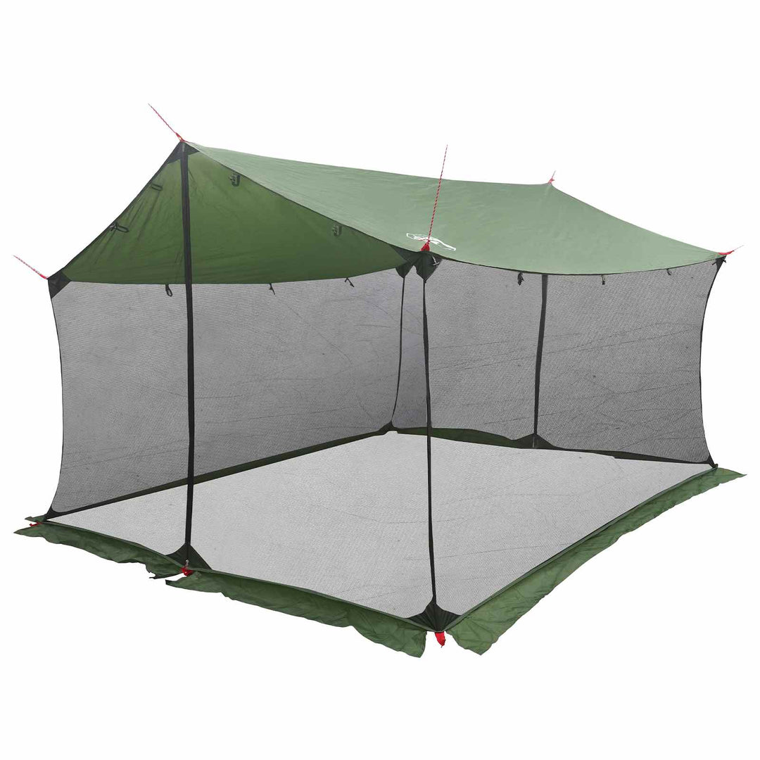 Camping tarp med mesh vægge Grøn 340 x 260 x 220 cm
