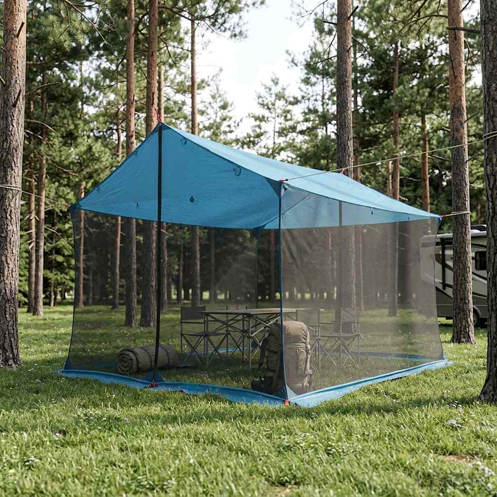 Camping tarp med mesh vægge Blå 340 x 260 x 220 cm