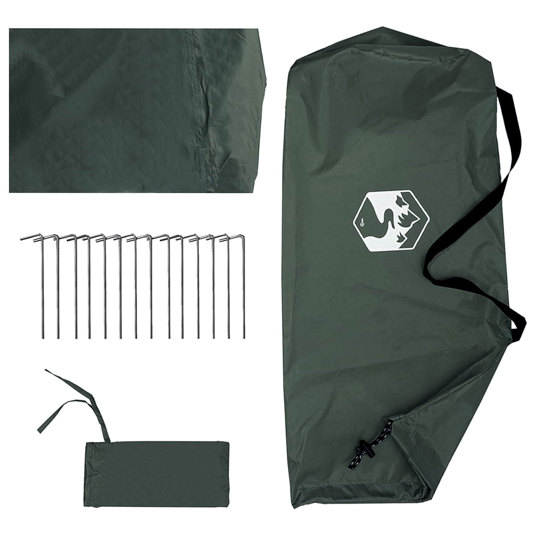 Camping tarp med mesh vægge Army Grøn 340 x 260 x 220 cm