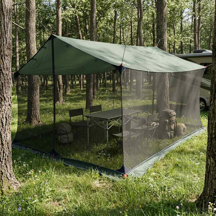 Camping tarp med mesh vægge Army Grøn 340 x 260 x 220 cm
