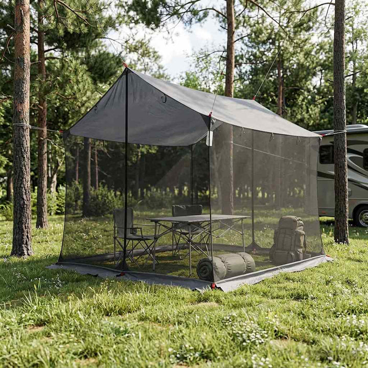 Camping tarp med mesh vægge Grå og orange 270 x 210 x 210 cm