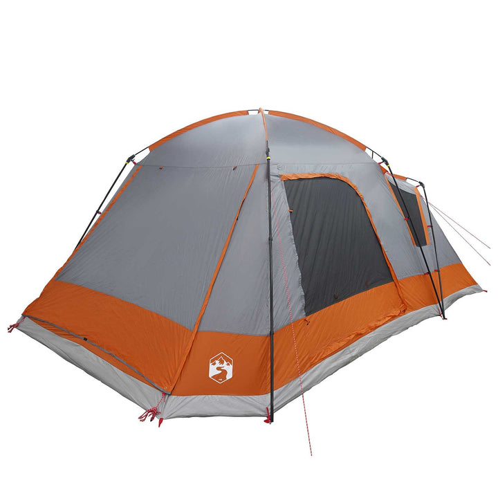 Hyttetelt med tag Grå og orange 12-person Polyester og Stål