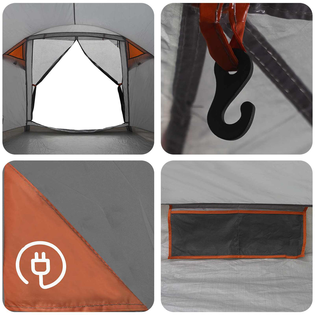 Hyttetelt med tag Grå og orange 4-personers Polyester og Stål