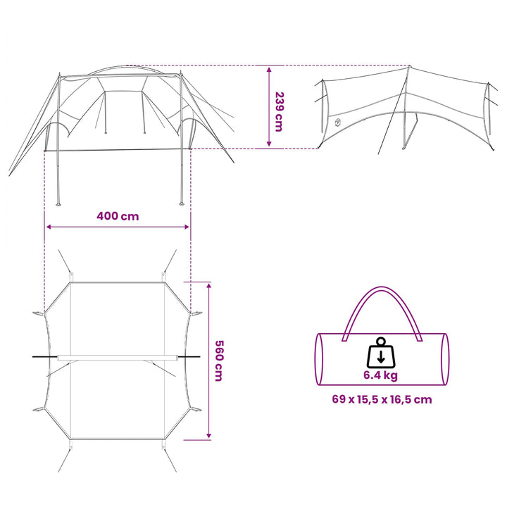 Camping tarp vandafvisende Grøn 550 x 400 x 230 cm