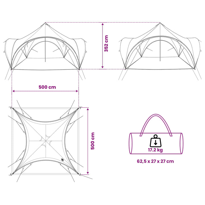 Party Tent Grå og orange 500 x 500 x 350 cm Polyester og Stål