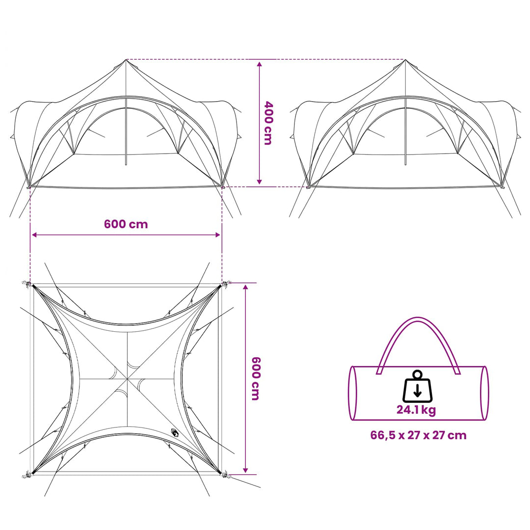 Party Tent med tag Grøn 600 x 600 x 400 cm Polyester og Stål