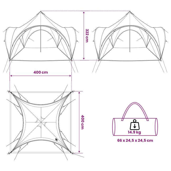 Party Tent Army grøn 400 x 400 x 320 cm Polyester og Stål