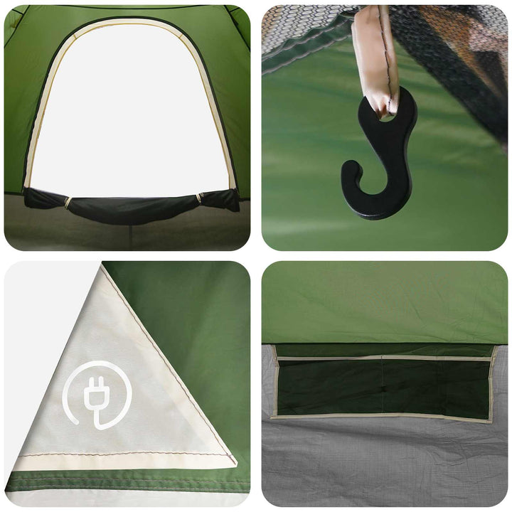 Camping telt med tag med luftventil Grøn 190 x 140 x 105 cm