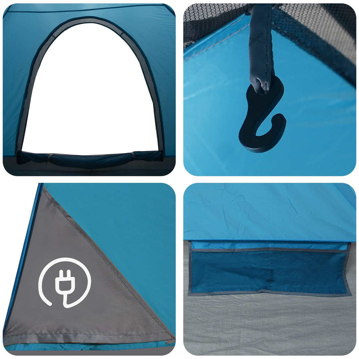 Camping telt med tag med luftventil Blå 190 x 140 x 105 cm