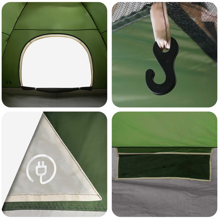 Camping telt med tag med luftventil Grøn 275 x 215 x 125 cm