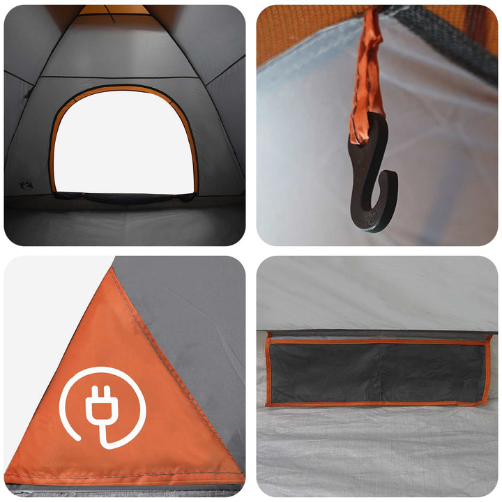 Camping telt med tag Grå og orange 335 x 275 x 180 cm