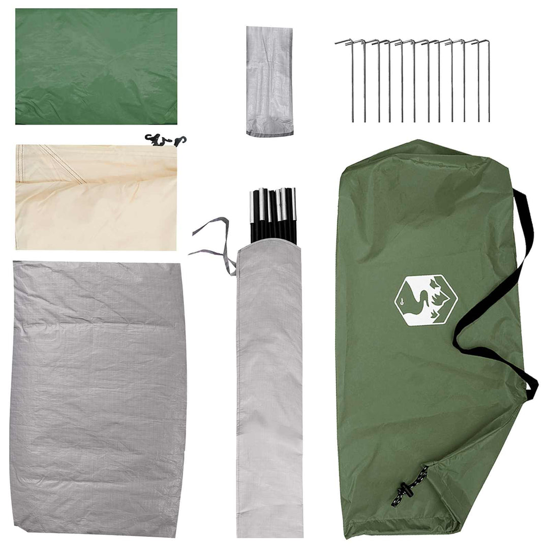 Camping telt med tag Grøn 4-personers Polyester og Stål