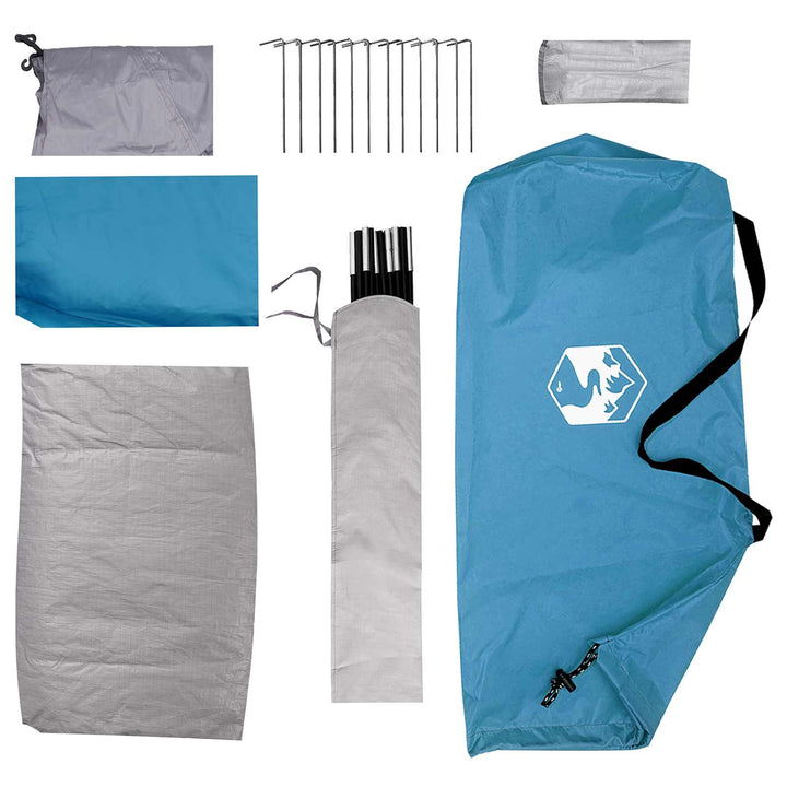Camping telt med tag Blå 4-personers Polyester og Stål