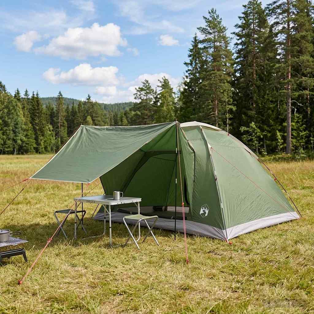 Camping telt med tag Grøn 6-personers Polyester og Stål