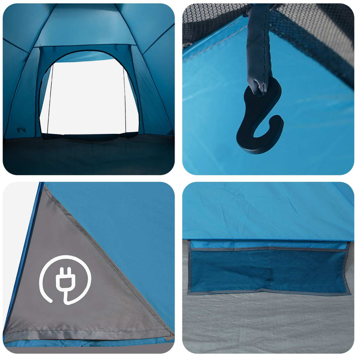 Camping telt med tag Blå 6-personers Polyester og Stål