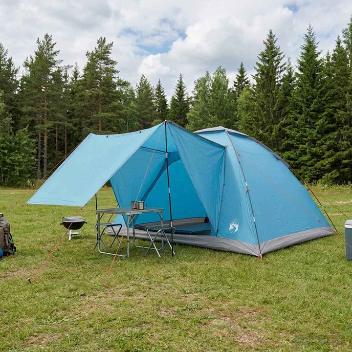 Camping telt med tag Blå 6-personers Polyester og Stål