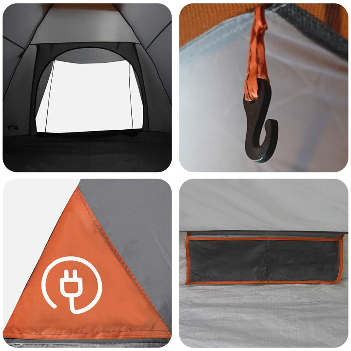Camping telt Grå og orange 6-personers Polyester og Stål