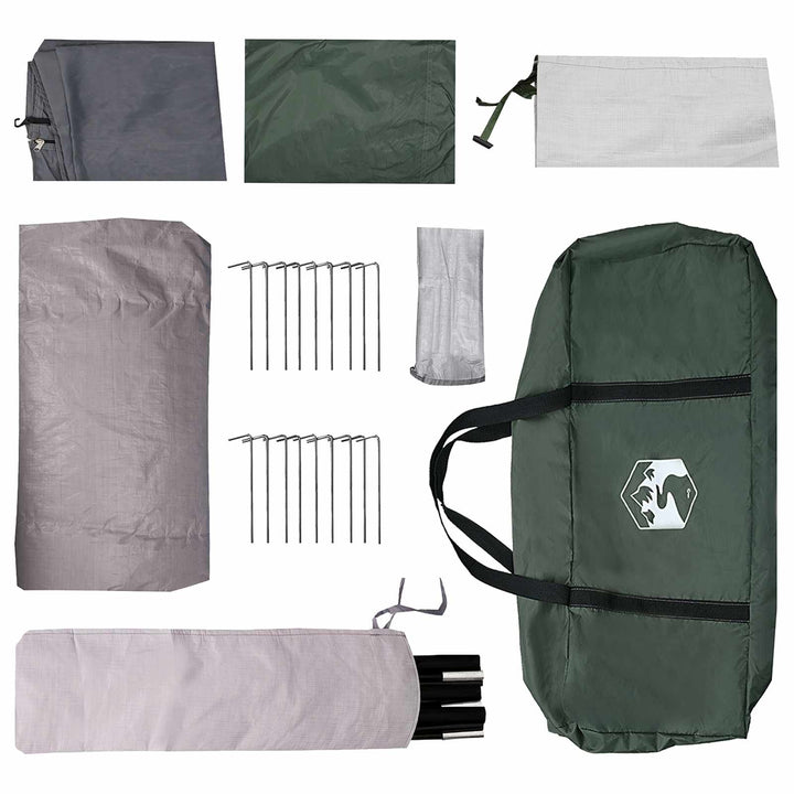 Tunneltelt med tag Army grøn 8-personers Polyester og Stål