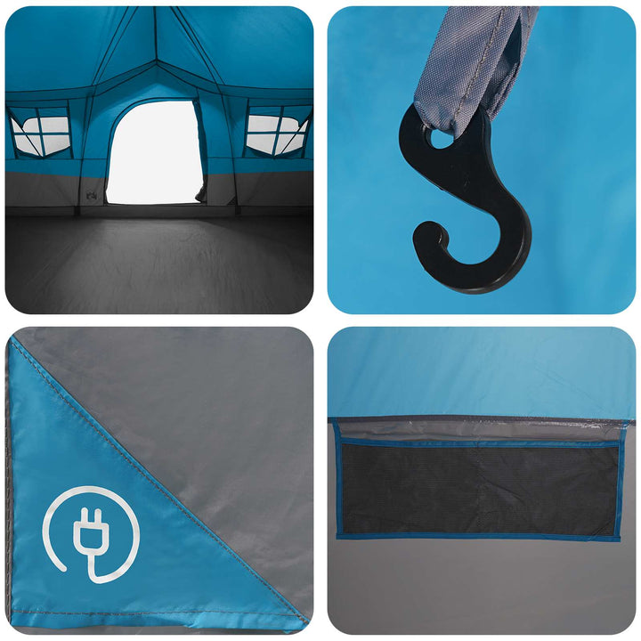 Familietelt med tag Blå 487 x 340 x 216 cm Polyester og Stål