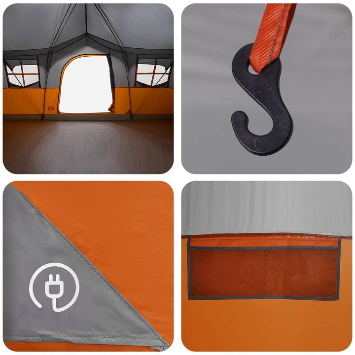 Familietelt Grå og orange 487 x 340 x 216 cm Polyester og Stål