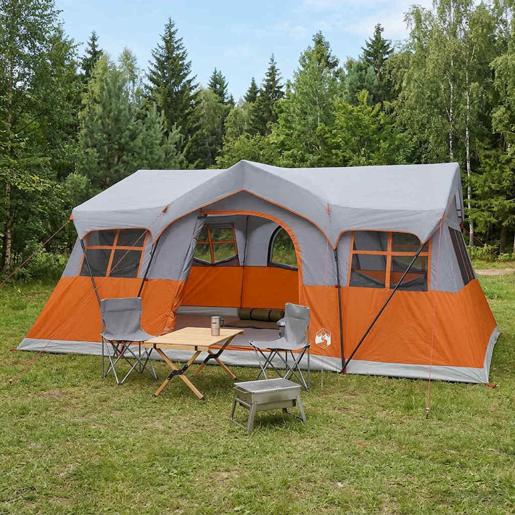 Familietelt Grå og orange 487 x 340 x 216 cm Polyester og Stål