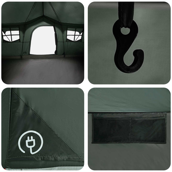 Familietelt Army Grøn 487 x 340 x 216 cm Polyester og Stål