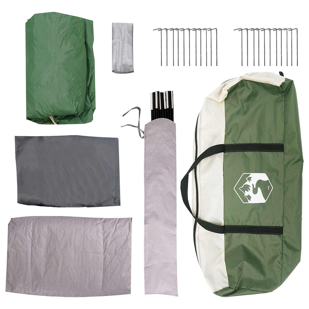 Tunneltelt med tag Grøn 370 x 275 x 210 cm Polyester og Stål