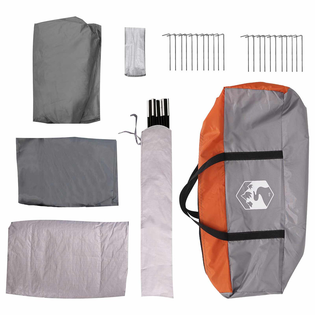 Tunneltelt Grå og orange 370 x 275 x 210 cm Polyester og Stål