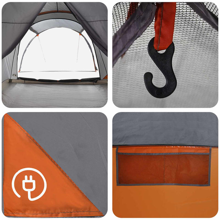 Tunneltelt Grå og orange 370 x 275 x 210 cm Polyester og Stål
