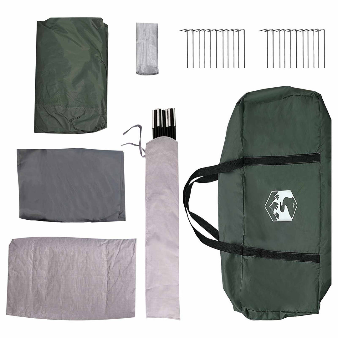 Tunneltelt Army Grøn 370 x 275 x 210 cm Polyester og Stål
