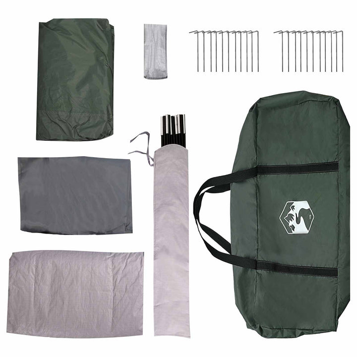Tunneltelt Army Grøn 370 x 275 x 210 cm Polyester og Stål